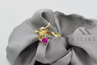 14k geltono aukso Ametistas Žiedas Vintažiniai papuošalai vrc095y